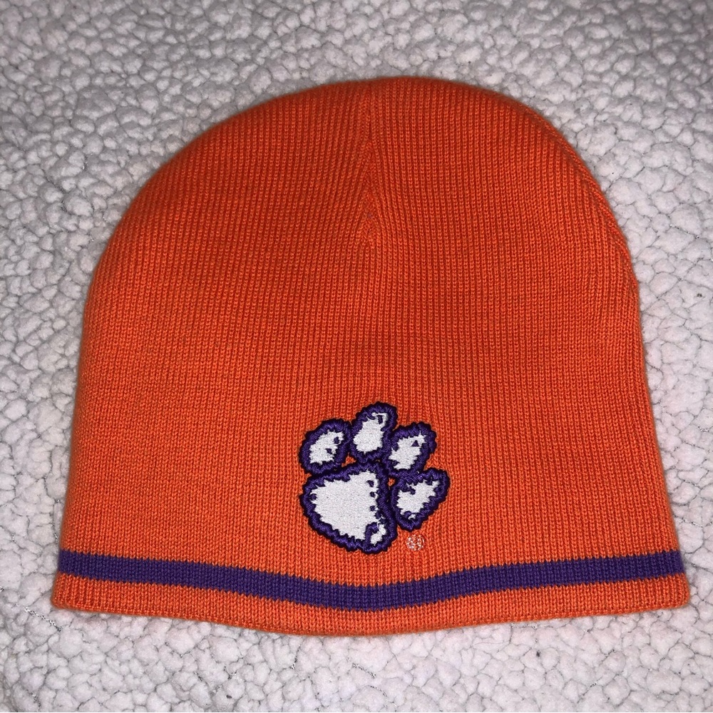 CLEMSON Beanie Orange + Purple Knit! Winter Hat Cap Toboggan ACC